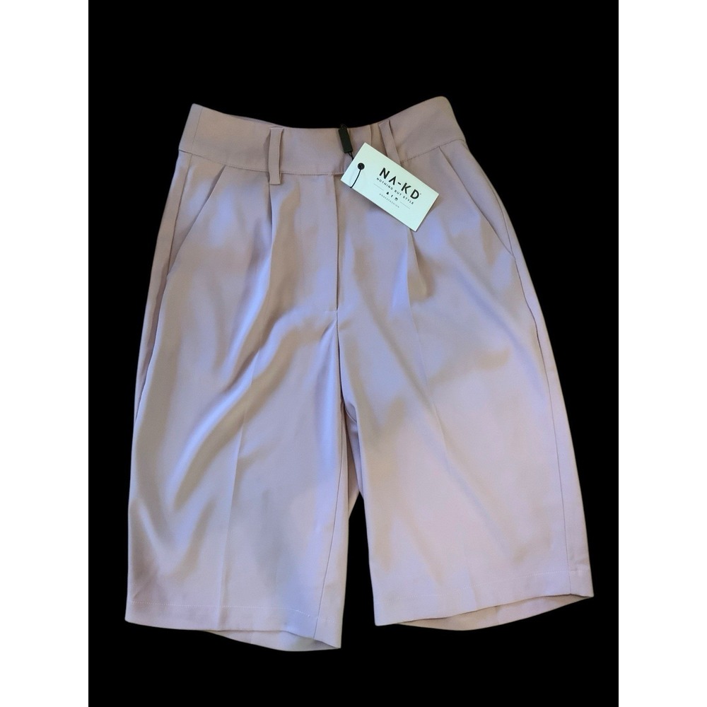 NA-KD Womens Shorts Pink Size 26"‎ Pleated Short High Rise 100% Polyester